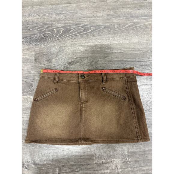 VTG Y2K PARIS HILTON MINI SKIRT SMALL Brown Denim - Picture 5 of 6